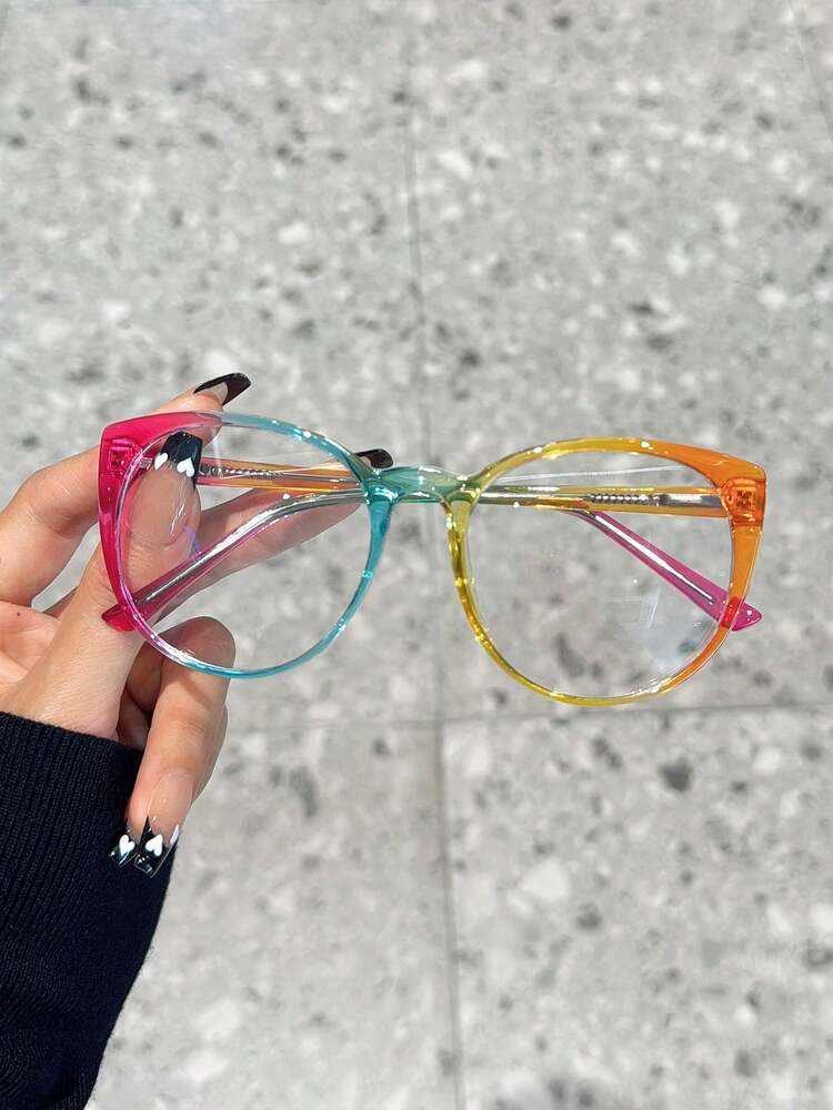 1pc Women's Y2K Cat-Eye TR Frame Spring Hinge Colorful High-Quality Elegant Fashion Glasses
