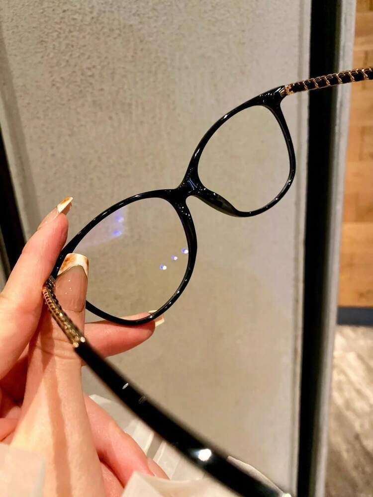 Luxurious Ladies' Flat Blue Light Glasses with Leopard Print Frame