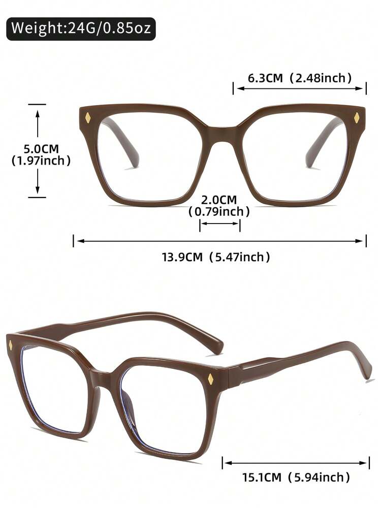 1pair Classic Retro Square Frame Decorative Transparent Lens Glasses for Women, With Optical Clarity Options