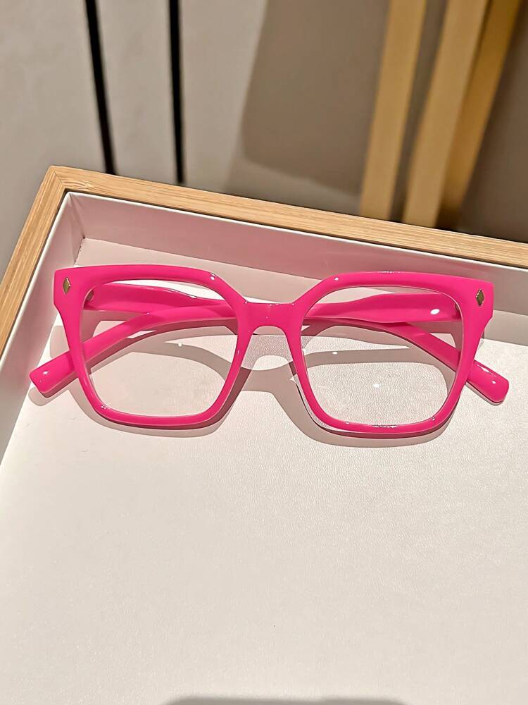 1pair Classic Retro Square Frame Decorative Transparent Lens Glasses for Women, With Optical Clarity Options