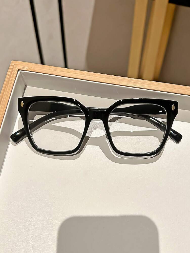 1pair Classic Retro Square Frame Decorative Transparent Lens Glasses for Women, With Optical Clarity Options