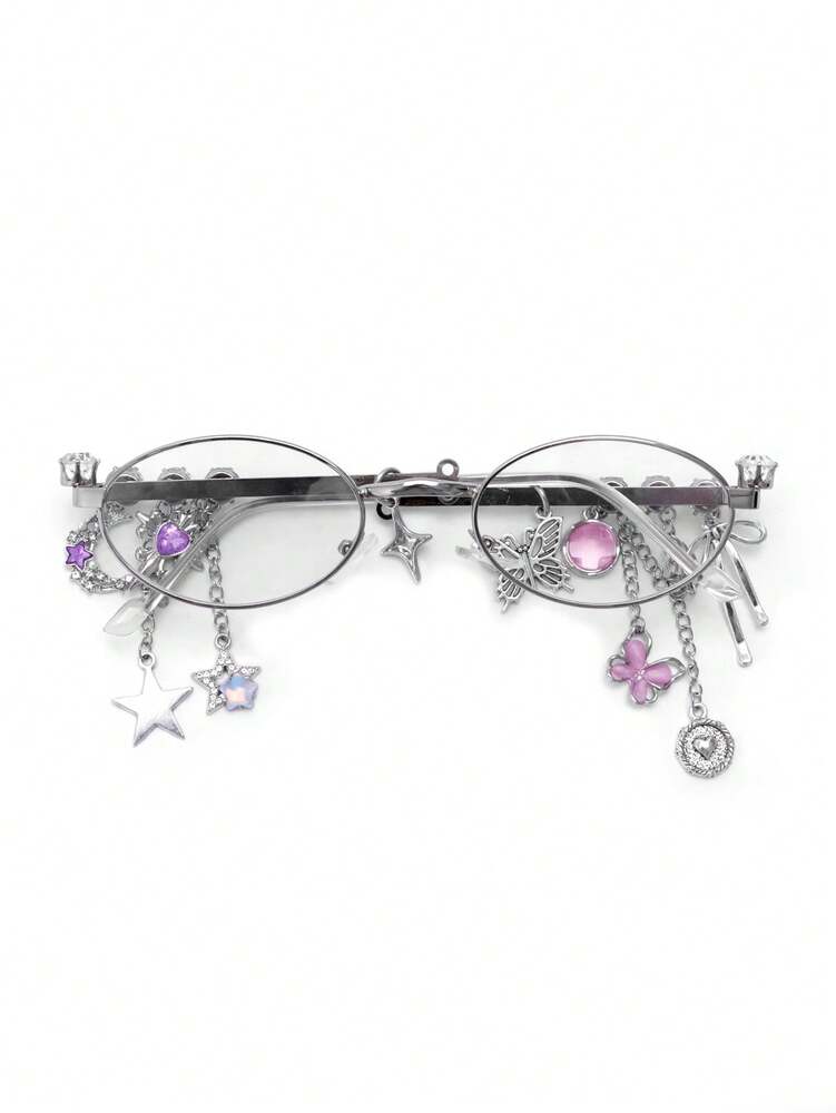 1pc Oval Shaped Metal Fashion Glasses