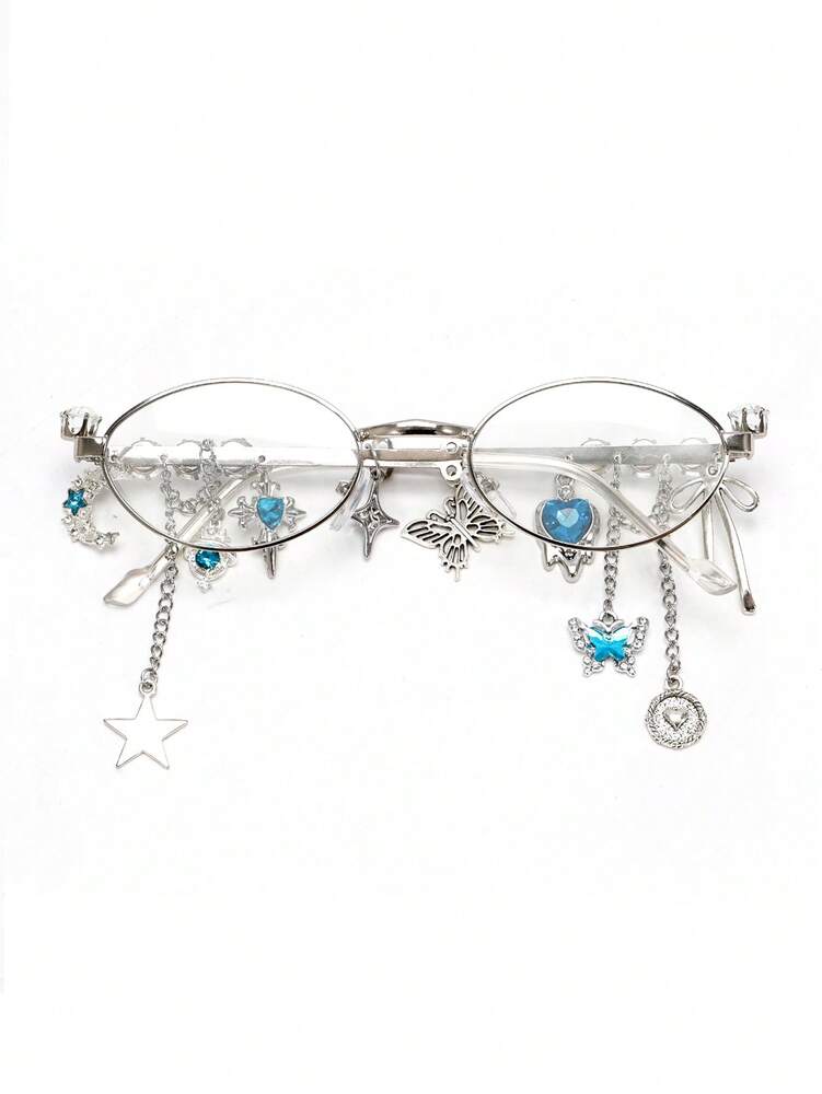 1pc Oval Shaped Metal Fashion Glasses