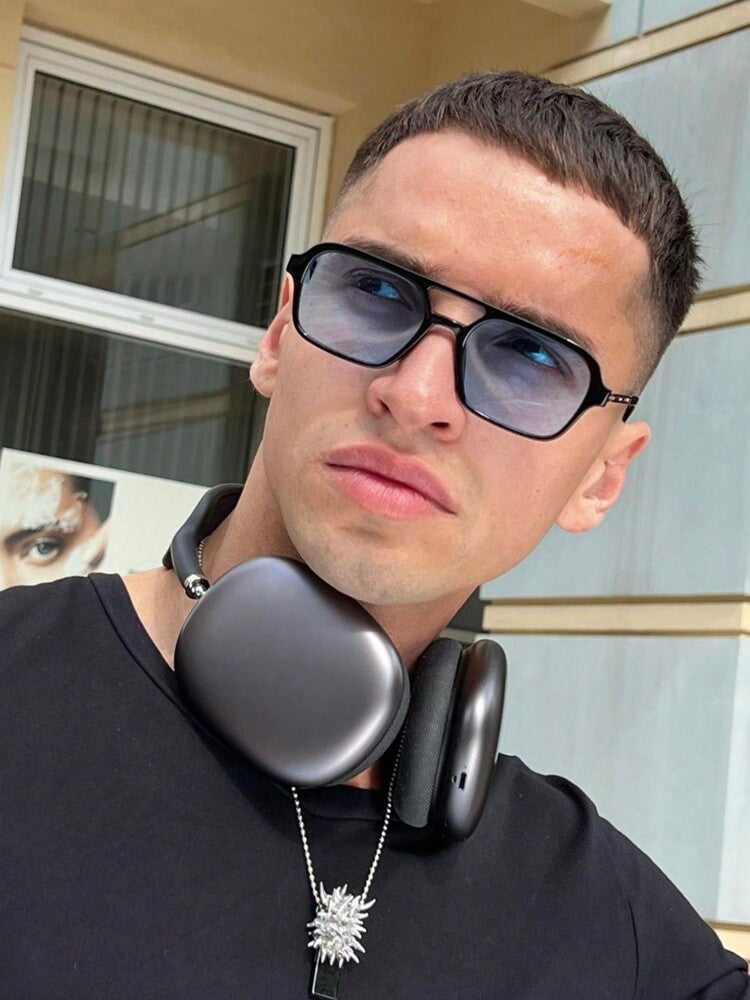 1 Pair Of Men's PC Square Flat Top Texture And Fashionable Sunshade Glasses Suitable For Daily Use Casual