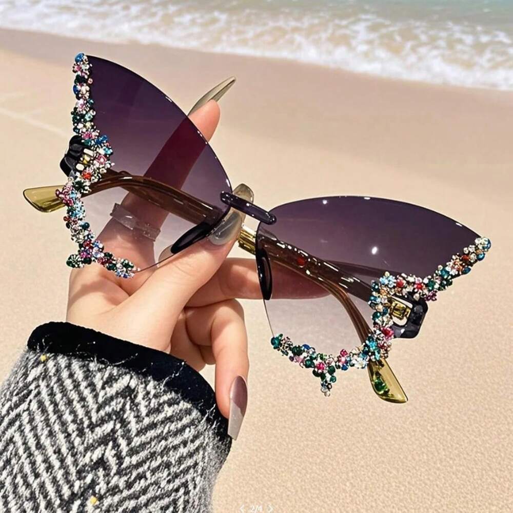 Dazzling Women's Rhinestone Butterfly - Lightweight, Stylish For Driving And Sports