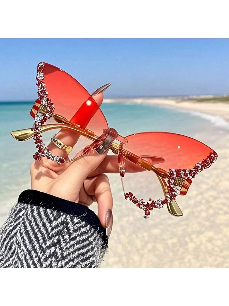 Dazzling Women's Rhinestone Butterfly - Lightweight, Stylish For Driving And Sports