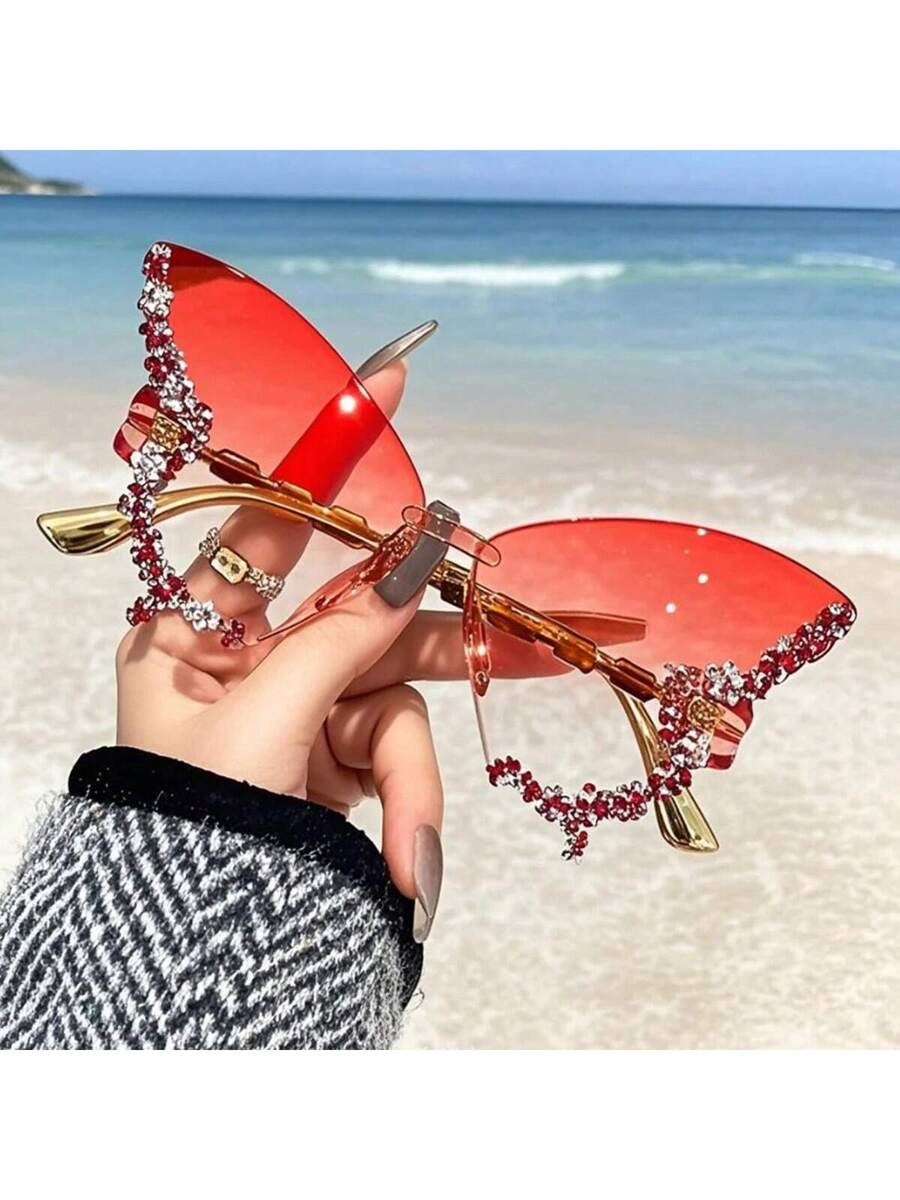 Dazzling Women's Rhinestone Butterfly - Lightweight, Stylish For Driving And Sports