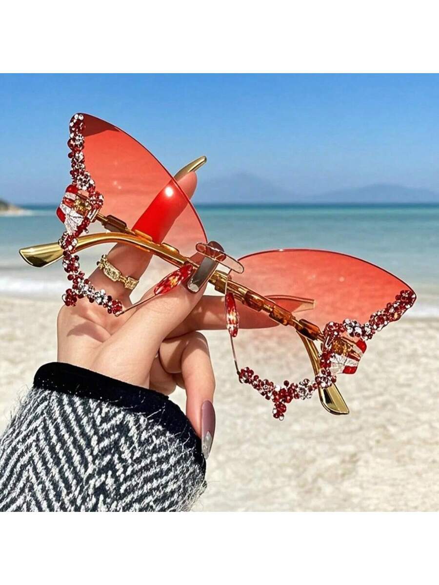 Dazzling Women's Rhinestone Butterfly - Lightweight, Stylish For Driving And Sports