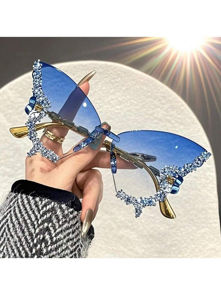 Dazzling Women's Rhinestone Butterfly - Lightweight, Stylish For Driving And Sports