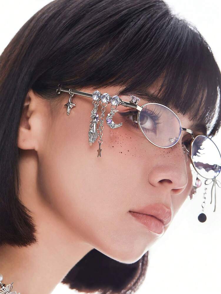 1pc Oval Shaped Metal Fashion Glasses