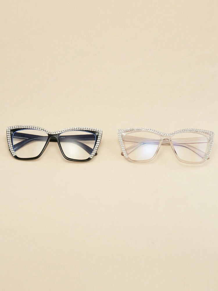1pc/2pcs/3pcs Women Fashion 2025 New Square Cat Eye Large Frame Versatile Vintage Casual Slimming Glasses