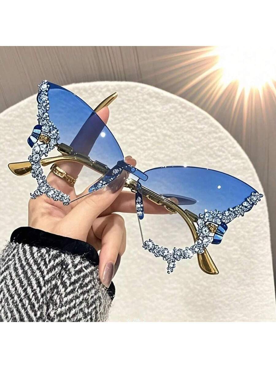 Dazzling Women's Rhinestone Butterfly - Lightweight, Stylish For Driving And Sports