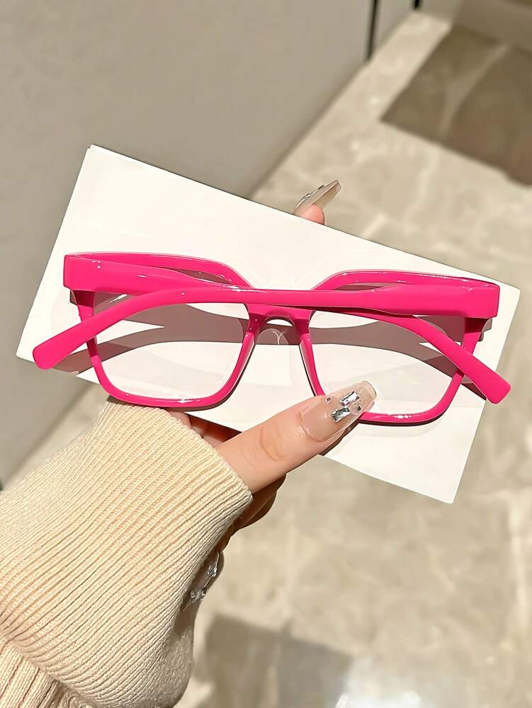 1pair Classic Retro Square Frame Decorative Transparent Lens Glasses for Women, With Optical Clarity Options
