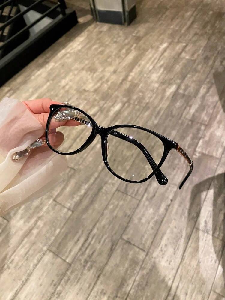 Luxurious Ladies' Flat Blue Light Glasses with Leopard Print Frame