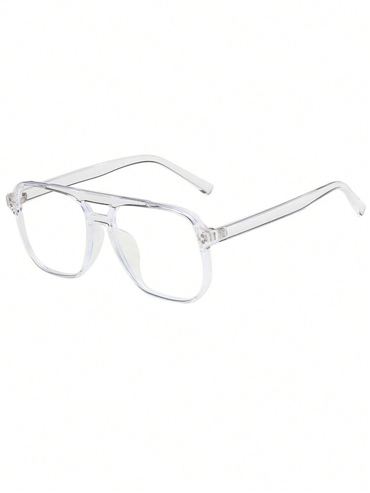 1pc Men's Double Bridge Large Frame Aviator Style Prescription Eyeglasses Suitable For Daily Use