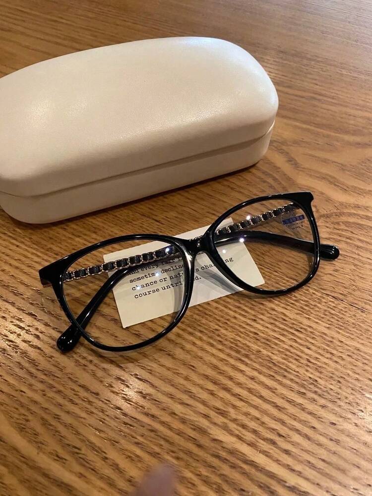 Luxurious Ladies' Flat Blue Light Glasses with Leopard Print Frame