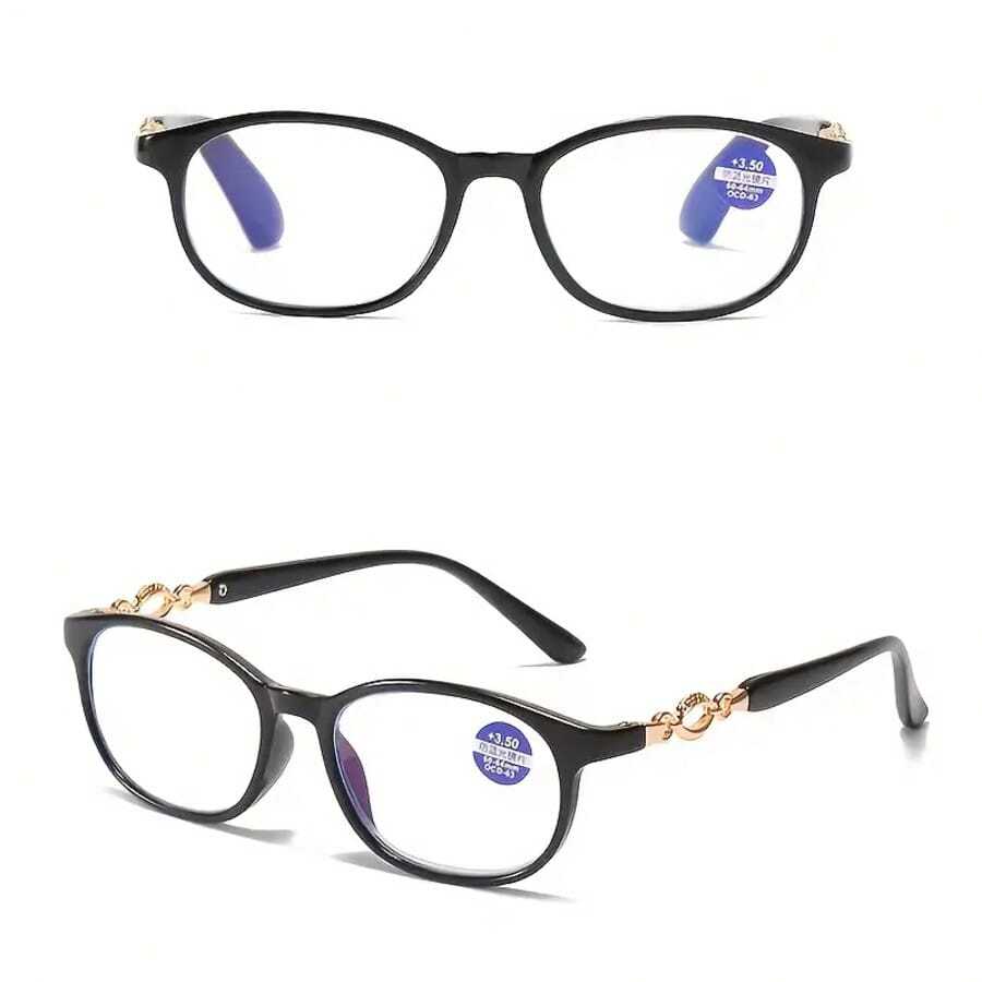 HAITONGCR Fashionable Women's Reading Glasses, Oval Shaped, Available in Red and Black