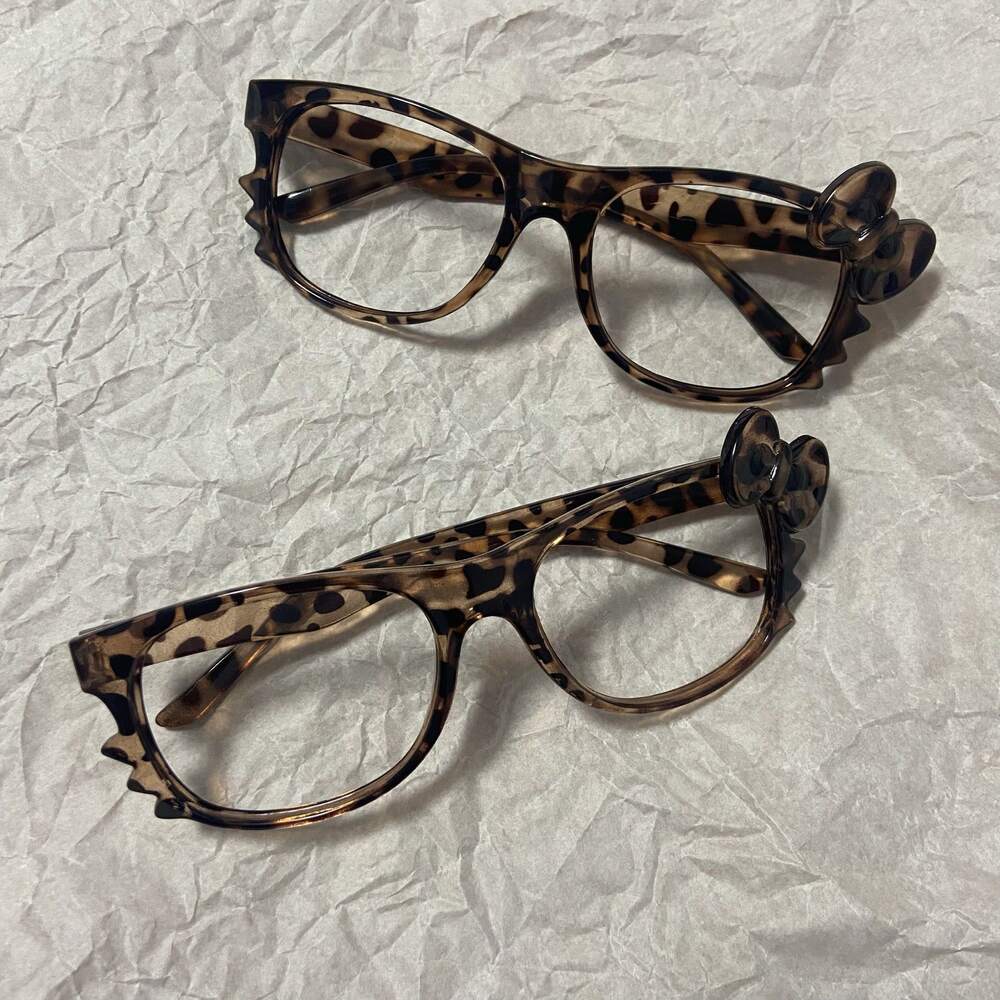 Sanrio 1pc Leopard Print Decorative Glasses – Kitty Cat Frame (Retro Y2K Style)