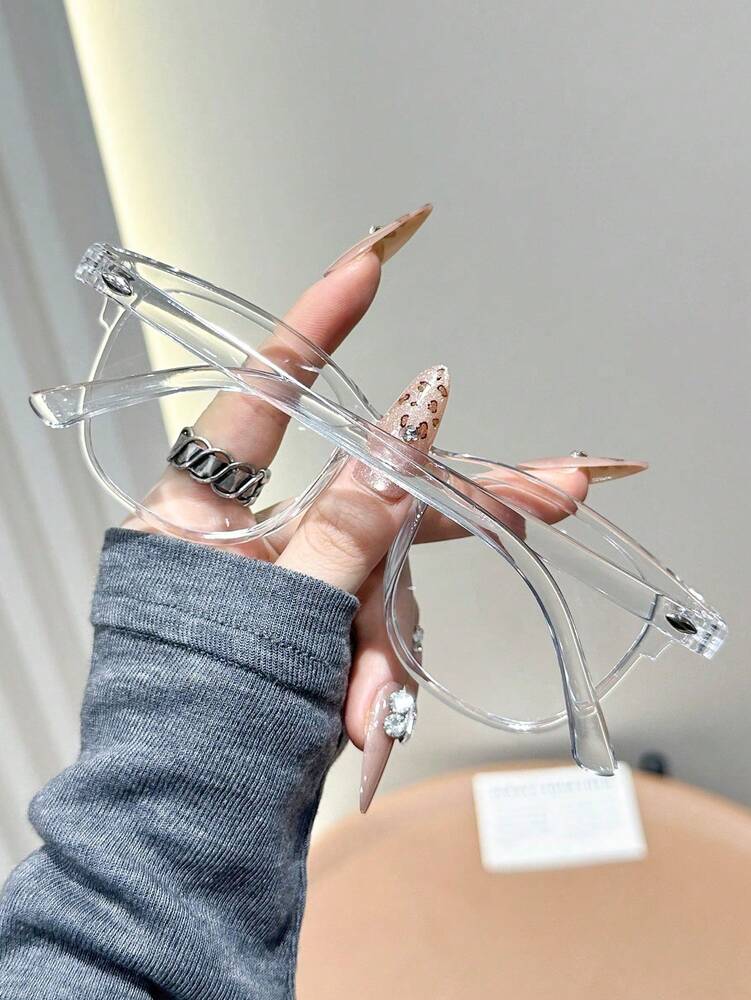 1 Pair Of Fashionable Large Frame Glasses, Transparent And Minimalist, Versatile And Niche