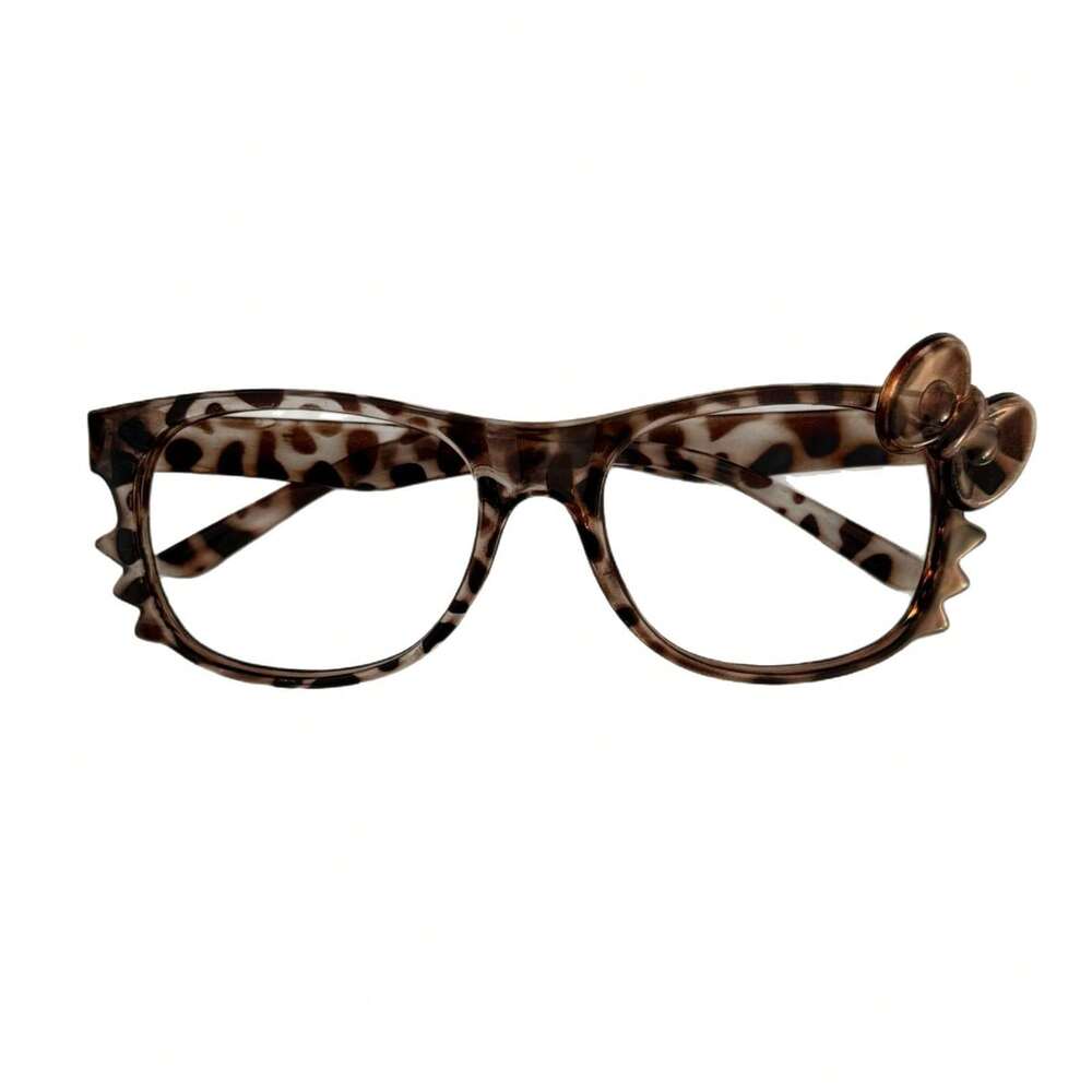 Sanrio 1pc Leopard Print Decorative Glasses – Kitty Cat Frame (Retro Y2K Style)
