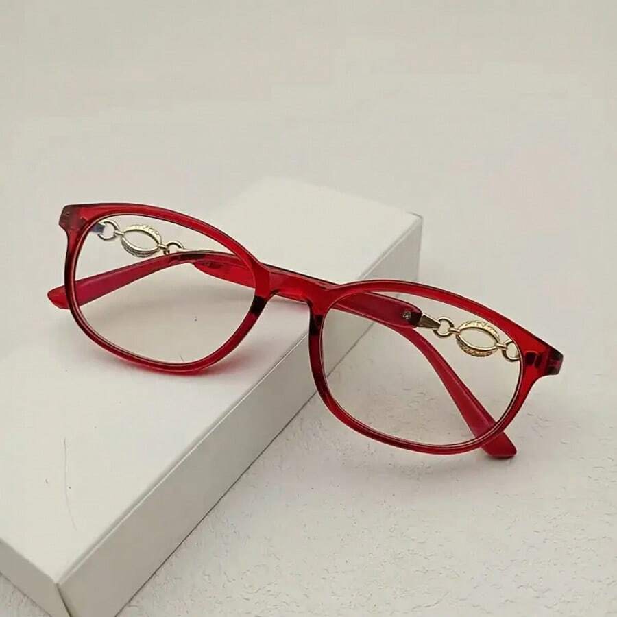HAITONGCR Fashionable Women's Reading Glasses, Oval Shaped, Available in Red and Black