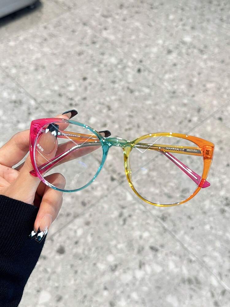 1pc Women's Y2K Cat-Eye TR Frame Spring Hinge Colorful High-Quality Elegant Fashion Glasses