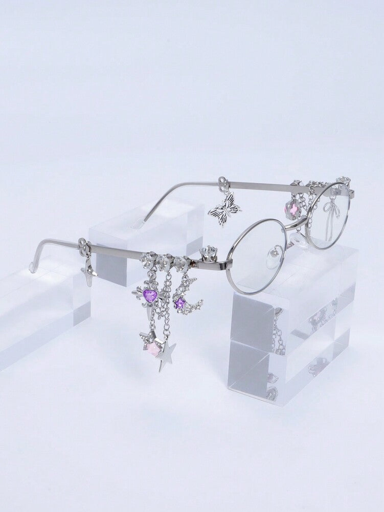 1pc Oval Shaped Metal Fashion Glasses