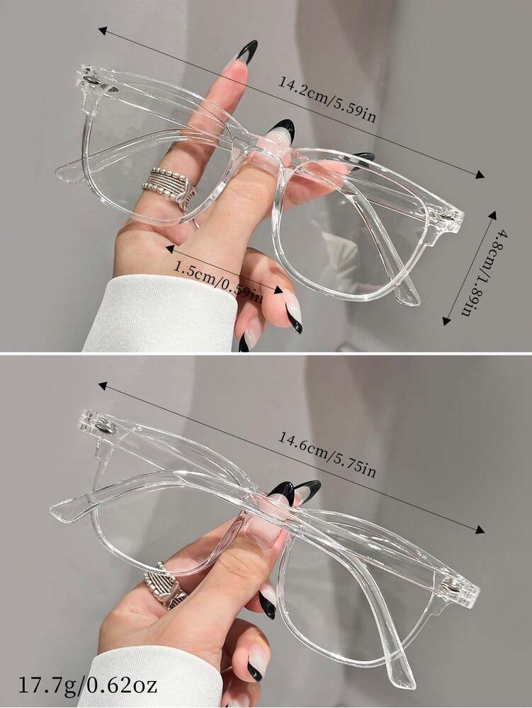 1 Pair Of Fashionable Large Frame Glasses, Transparent And Minimalist, Versatile And Niche