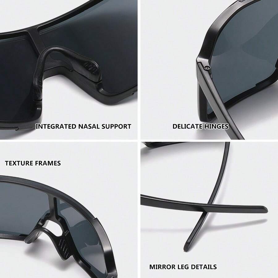 1pc Men Sports Goggles With Oversized Lenses, Rimless Cycling Glasses For Outdoor Travel Easy Comfort Casual