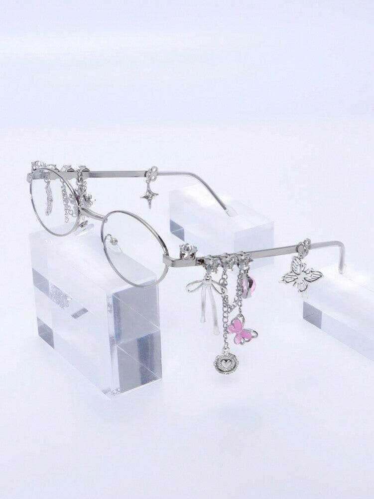 1pc Oval Shaped Metal Fashion Glasses