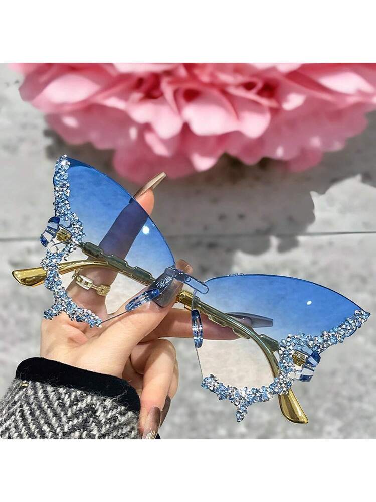 Dazzling Women's Rhinestone Butterfly - Lightweight, Stylish For Driving And Sports
