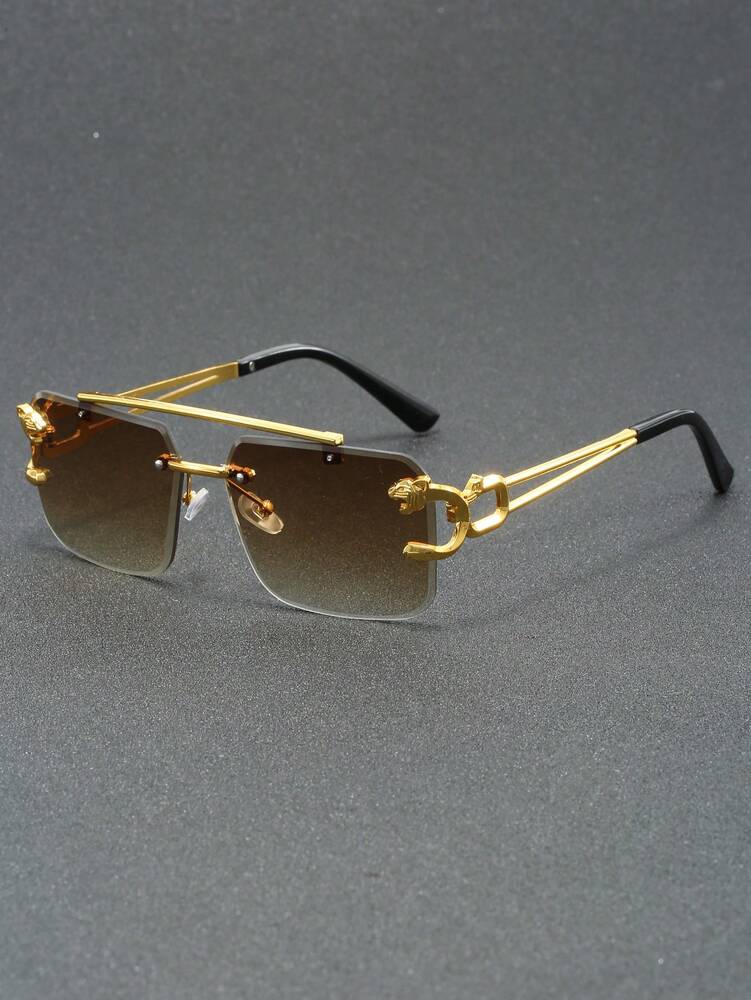 1 Pair Men's Pilot Frame Fashionable Fashion Glasses, Suitable For Various Occasions