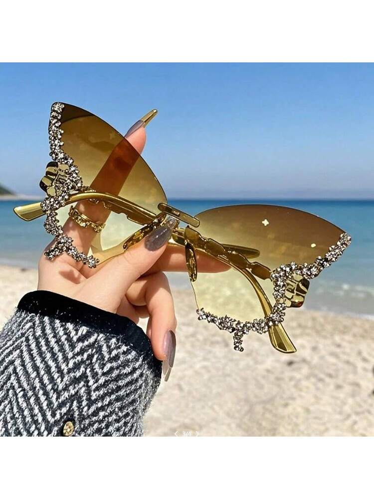 Dazzling Women's Rhinestone Butterfly - Lightweight, Stylish For Driving And Sports