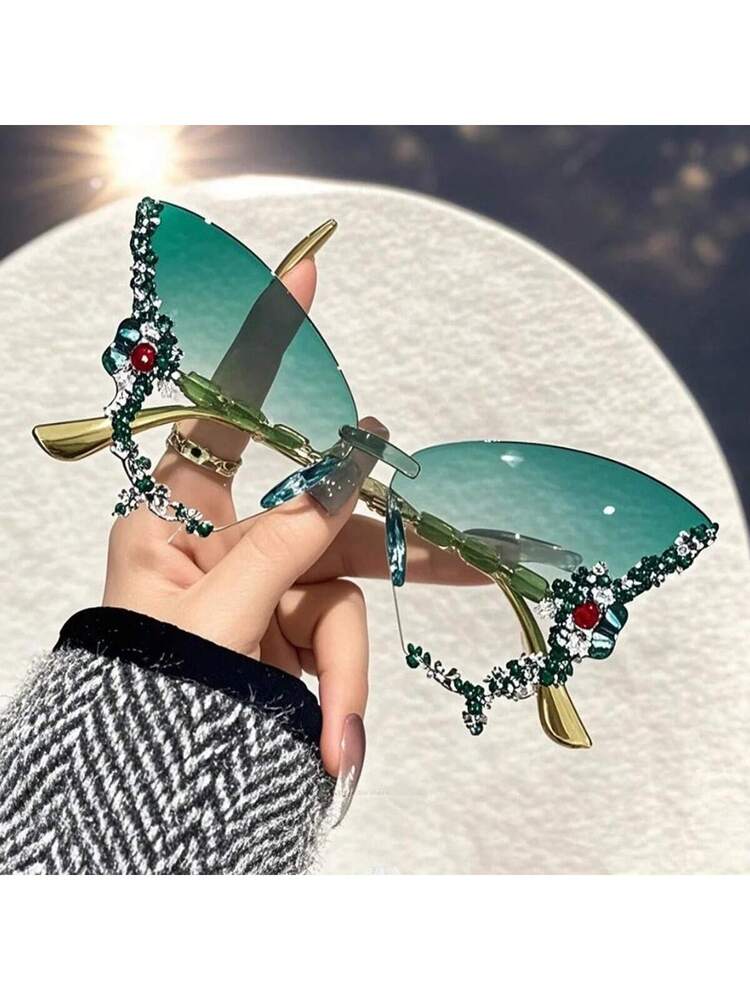 Dazzling Women's Rhinestone Butterfly - Lightweight, Stylish For Driving And Sports