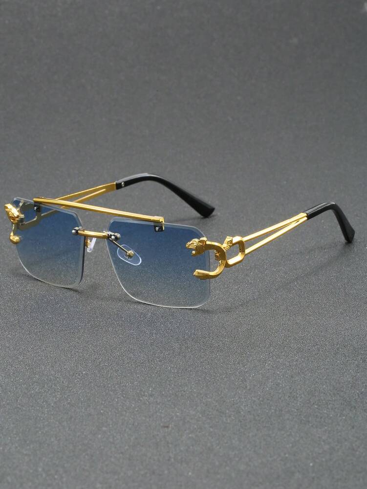 1 Pair Men's Pilot Frame Fashionable Fashion Glasses, Suitable For Various Occasions