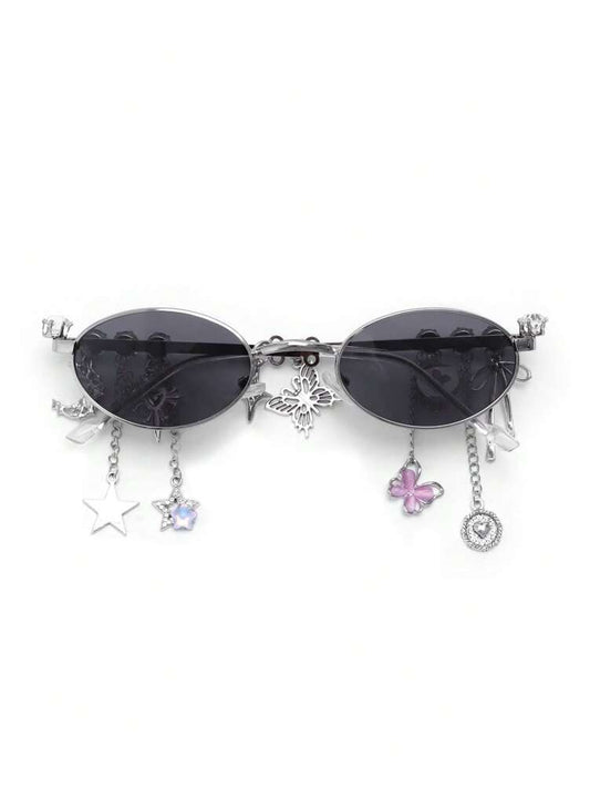 1pc Oval Shaped Metal Fashion Glasses