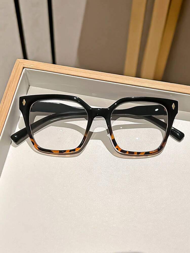 1pair Classic Retro Square Frame Decorative Transparent Lens Glasses for Women, With Optical Clarity Options