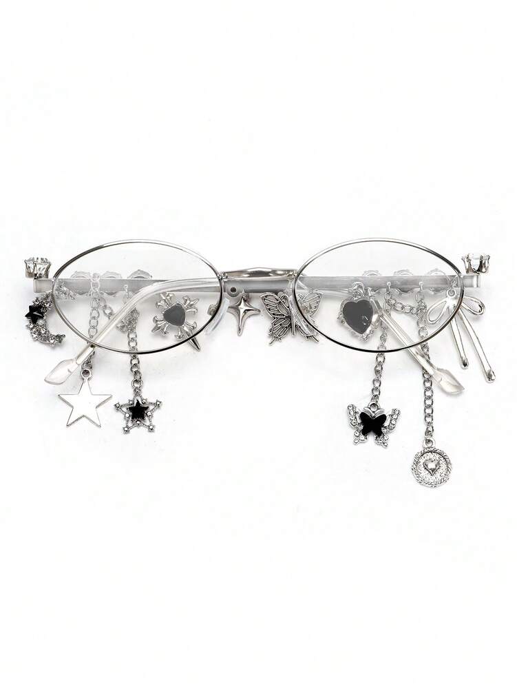 1pc Oval Shaped Metal Fashion Glasses