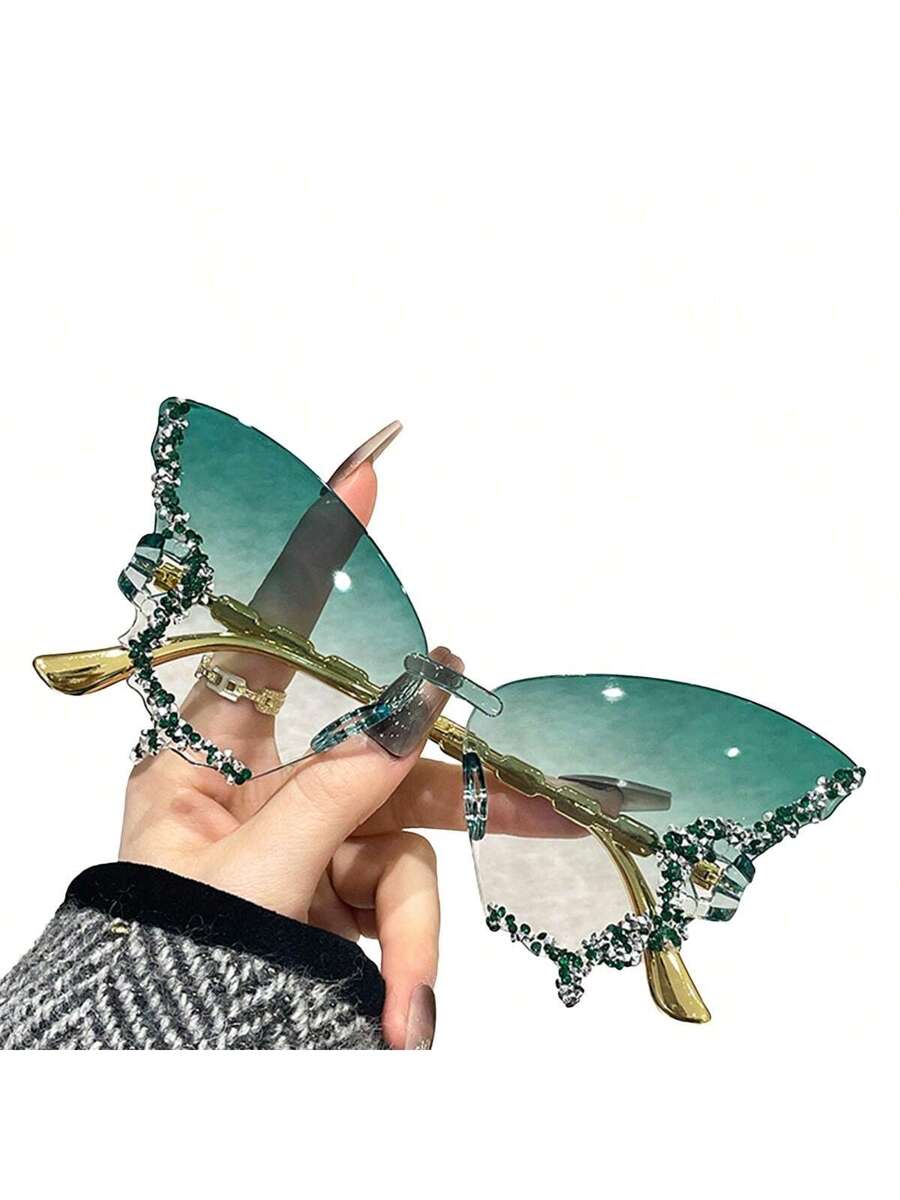 Dazzling Women's Rhinestone Butterfly - Lightweight, Stylish For Driving And Sports