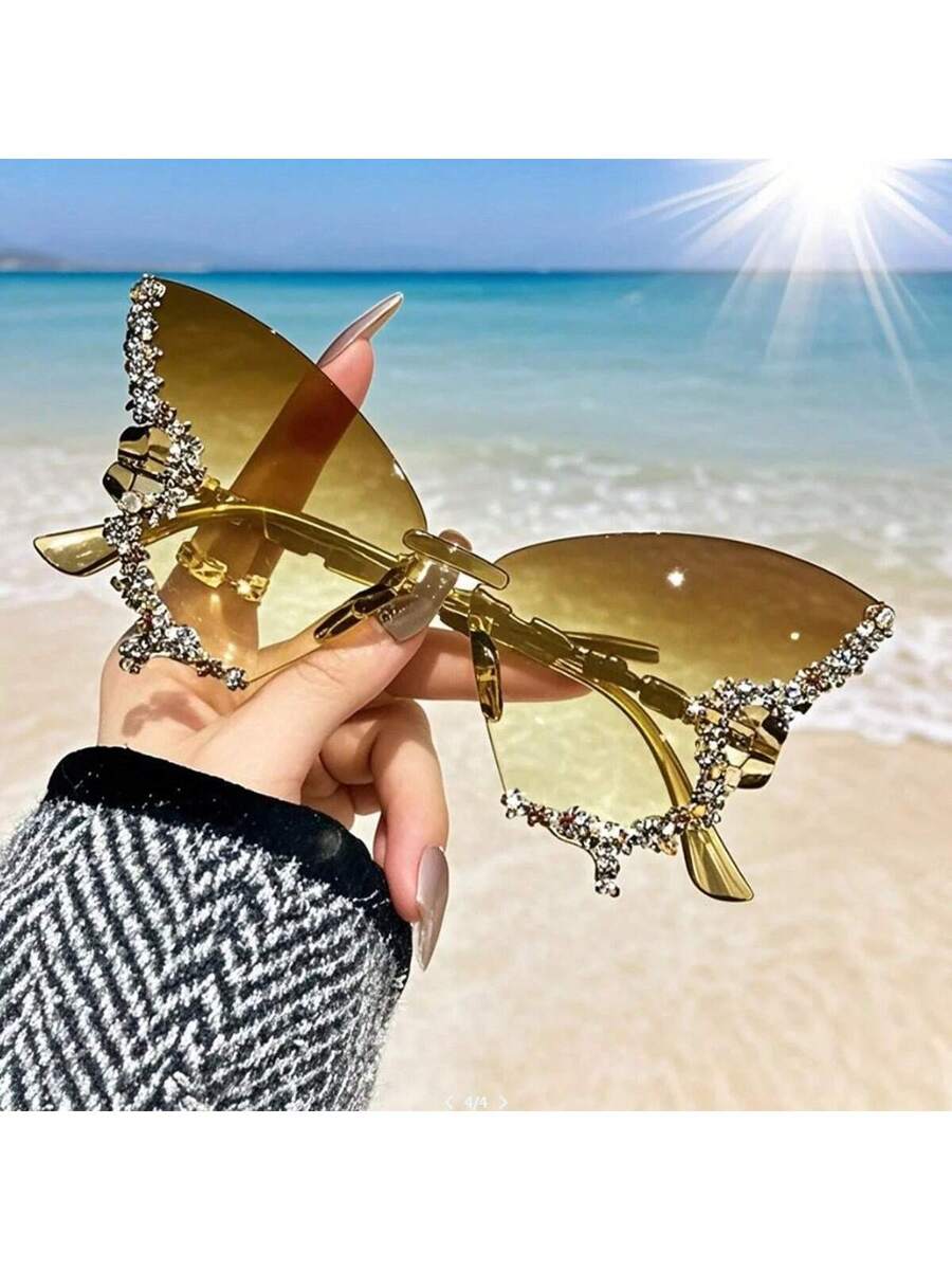 Dazzling Women's Rhinestone Butterfly - Lightweight, Stylish For Driving And Sports