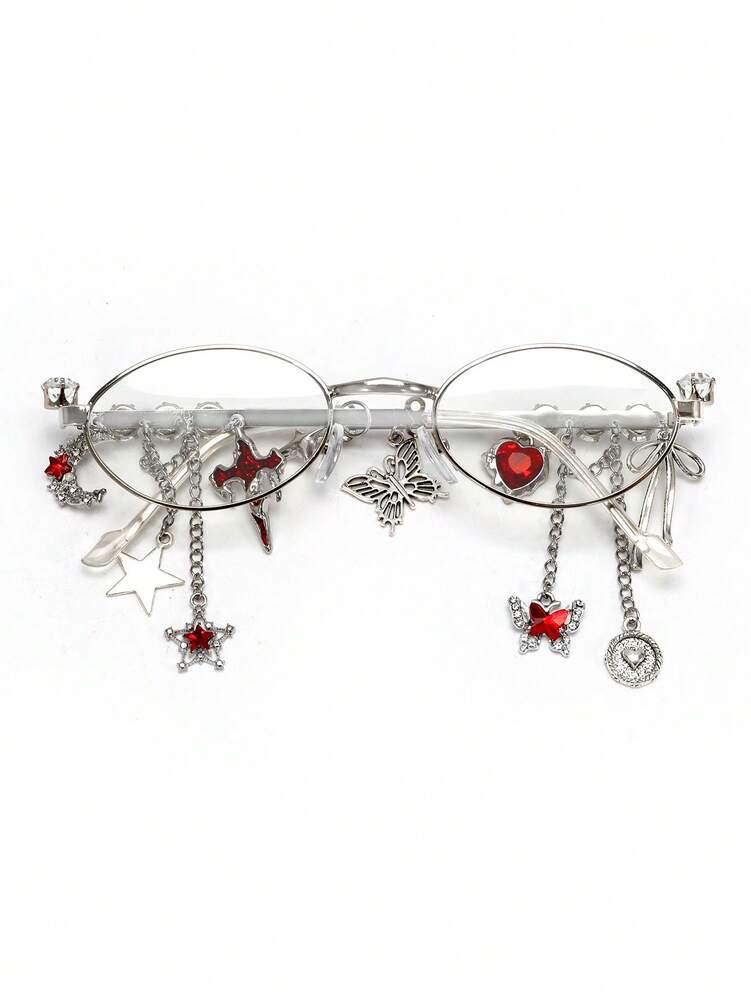 1pc Oval Shaped Metal Fashion Glasses