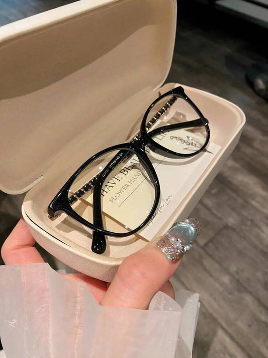 Luxurious Ladies' Flat Blue Light Glasses with Leopard Print Frame