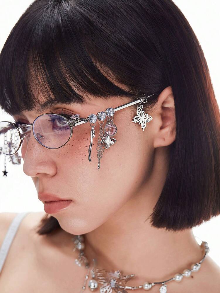 1pc Oval Shaped Metal Fashion Glasses
