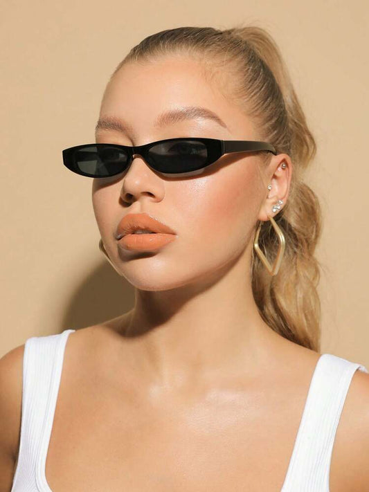 1PC Y2K Black Narrow Frame Sun Glasses – Hot Girl Style, Millennial Style, Perfect For Taking Photos And Going Out
