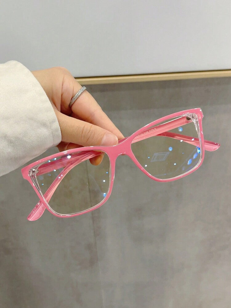 1pc Women's Pink Cat Eye PC Frame Casual Simple Plano Lenses Eyeglasses for Daily Wear Halloween