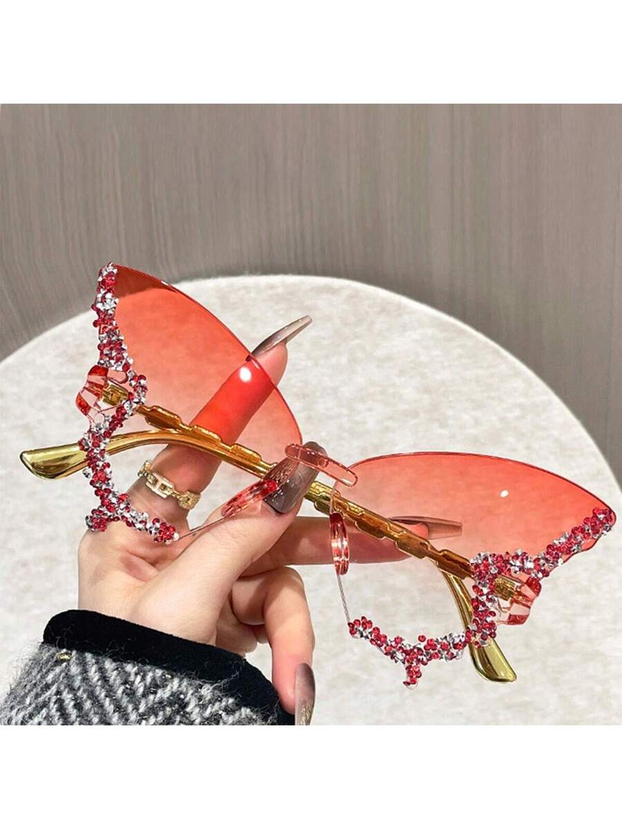 Dazzling Women's Rhinestone Butterfly - Lightweight, Stylish For Driving And Sports