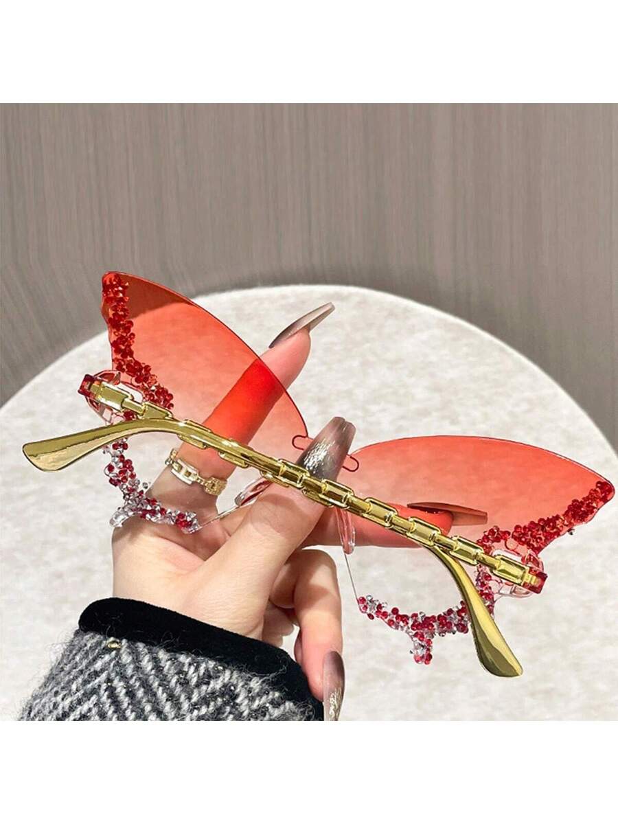 Dazzling Women's Rhinestone Butterfly - Lightweight, Stylish For Driving And Sports