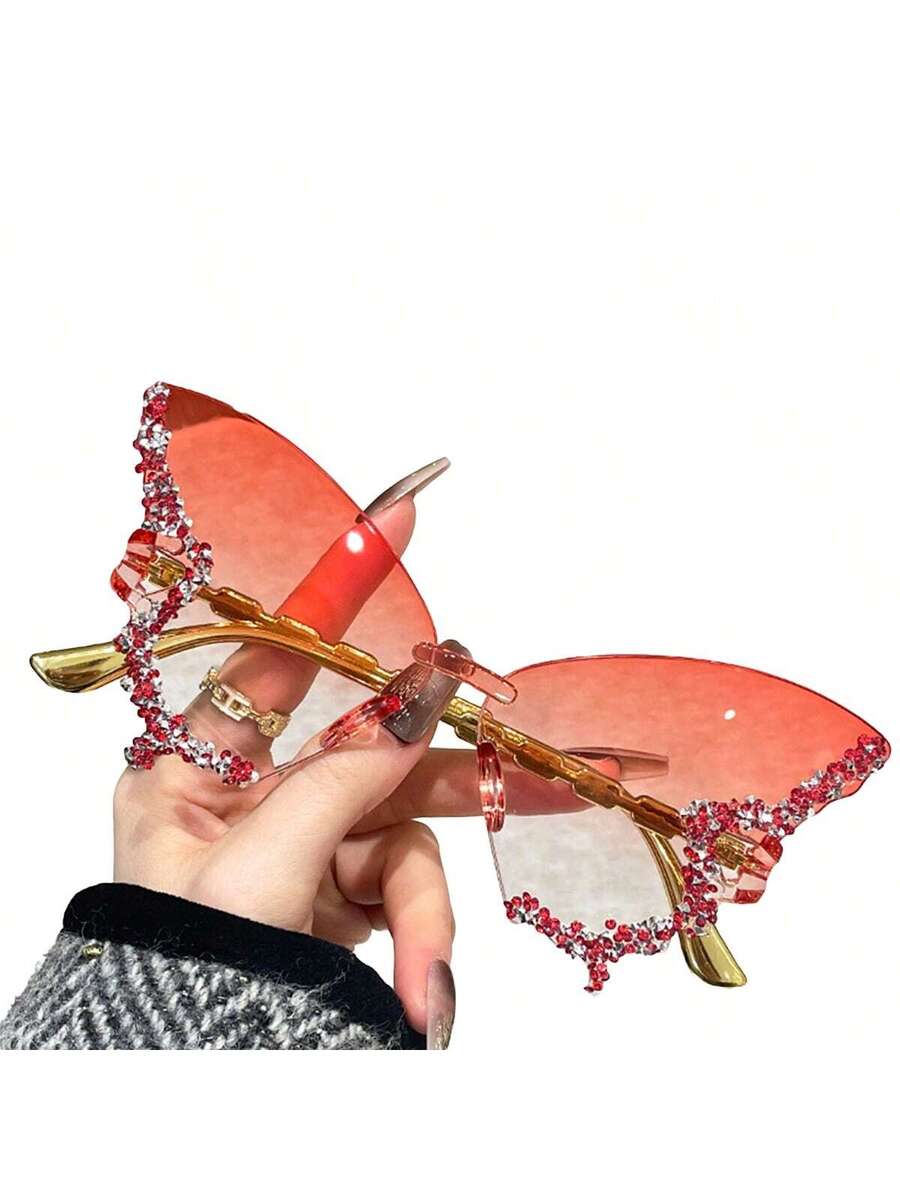 Dazzling Women's Rhinestone Butterfly - Lightweight, Stylish For Driving And Sports
