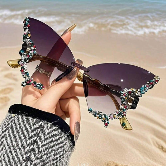 Dazzling Women's Rhinestone Butterfly - Lightweight, Stylish For Driving And Sports