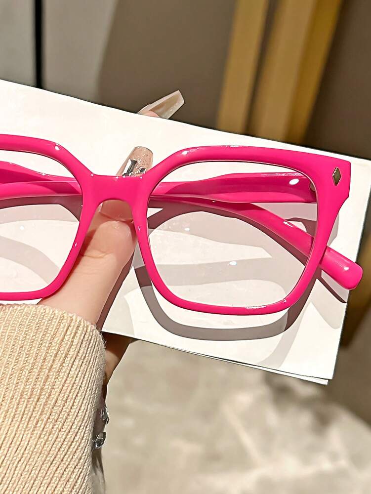 1pair Classic Retro Square Frame Decorative Transparent Lens Glasses for Women, With Optical Clarity Options